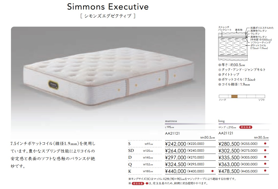 ※12月まで Simmons Executive ビューティーレストプレミアム